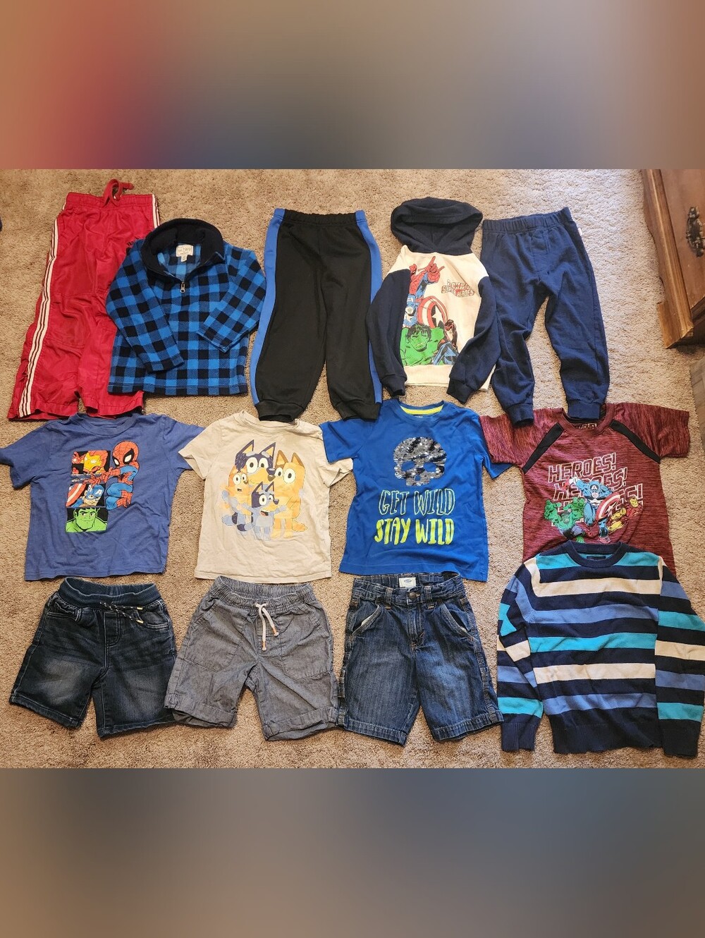 Boys Size 3 Clothes Bundle, Marvel, Osh Kosh, Shirts, Shorts, Pants, Pullovers